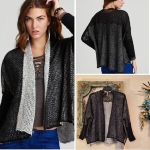 Free People Black and Gray Open Cardigan.  NWOT Size Medium